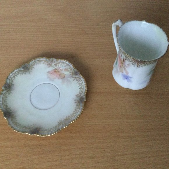 vintage antique tea cup and saucer paper thin porcelain eggshell floral - Picture 4 of 6